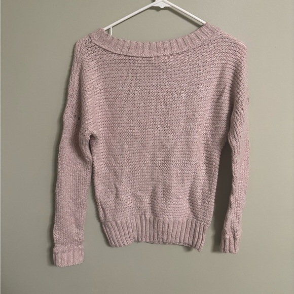 Aerie Size XS Soft Pink Lightweight Loose  Knit Sweater Crew Neck New - Picture 2 of 5